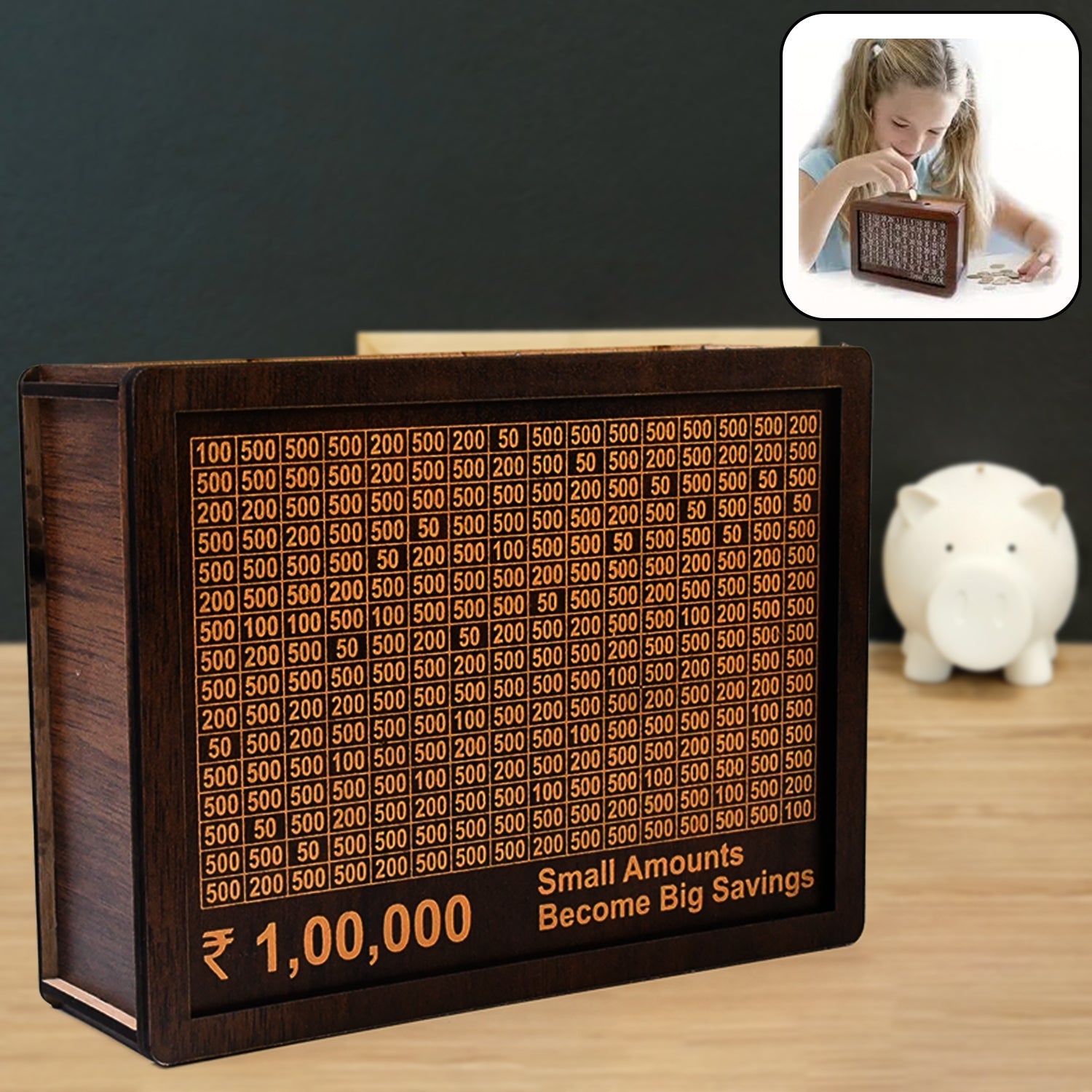Wooden Money / Piggy Bank, Money Box (1 Pc / Pen Not Included) Wooden Money / Piggy Bank, Money Box (1 Pc / Pen Not Included)